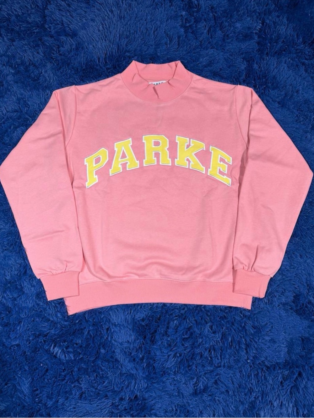 Parker Pink Cowl-Neck Sweatshirt with Yellow Lettering